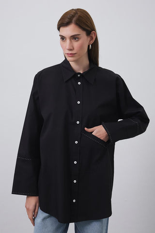 Punto Stitched Oversize Shirt Black
