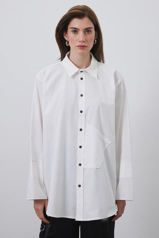 Punto Stitched Oversize Shirt Ecru