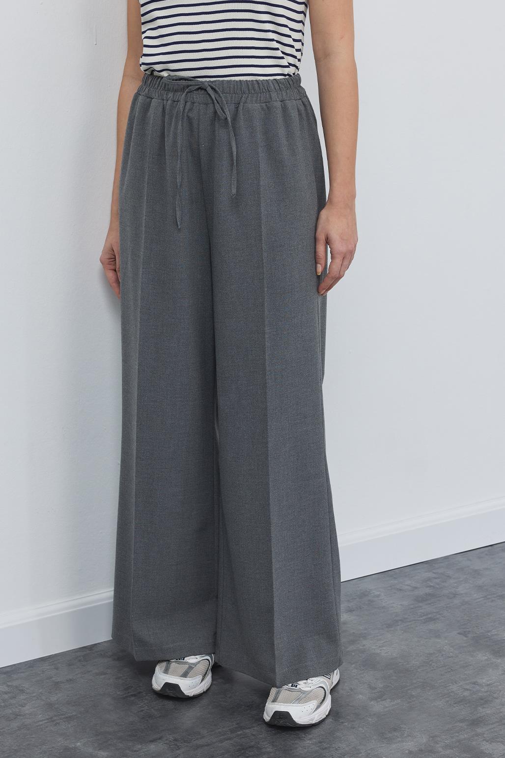 Relaxed Fit Elastic Loose Trousers Anthracite