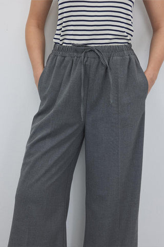 Relaxed Fit Elastic Loose Trousers Anthracite