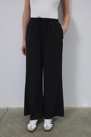 Relaxed Fit Elastic Loose Trousers Black