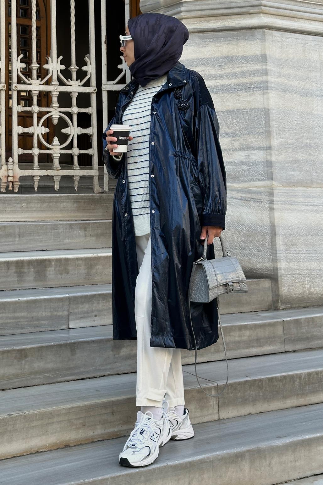 Relaxed Fit Trench Navy Blue