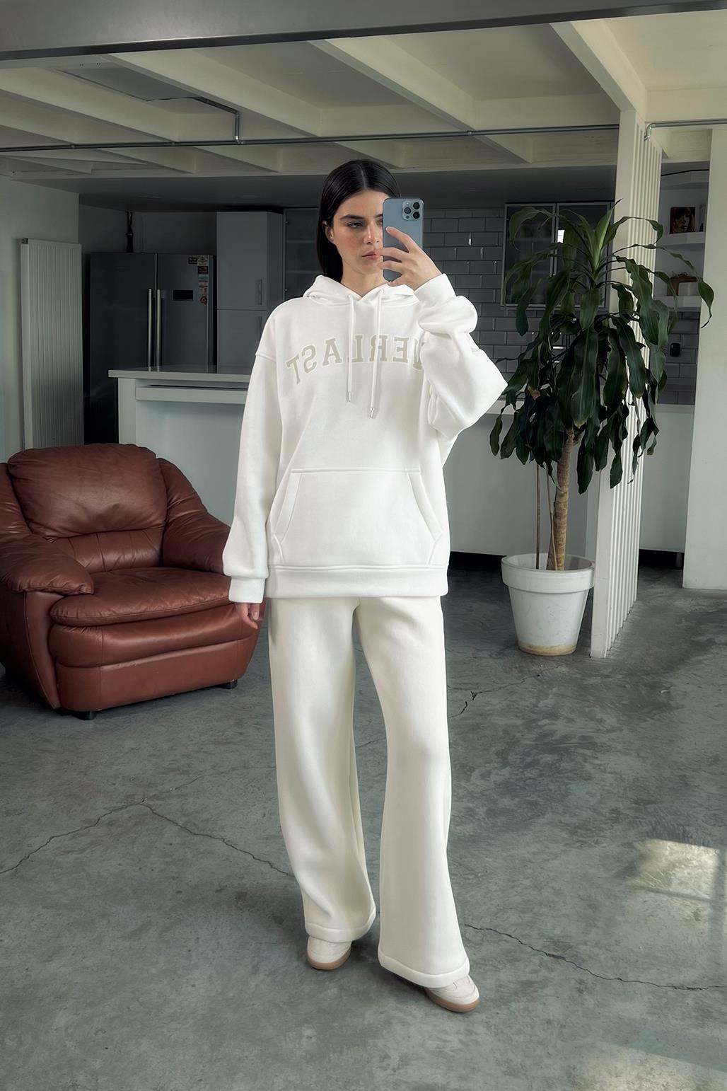 Raised Straight Cut Tracksuit Polar White