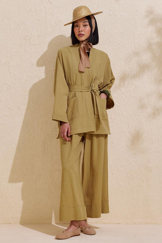 Rayne Kimono Pants Set Green