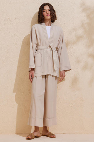 Rayne Kimono Pants Set Stone