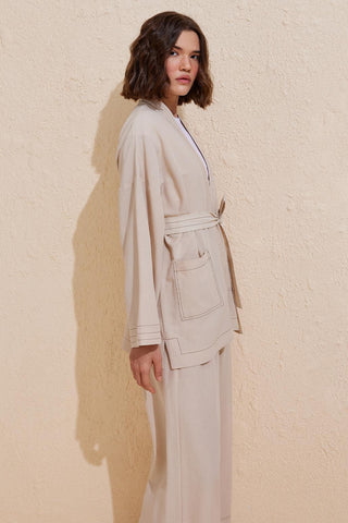 Rayne Kimono Pants Set Stone