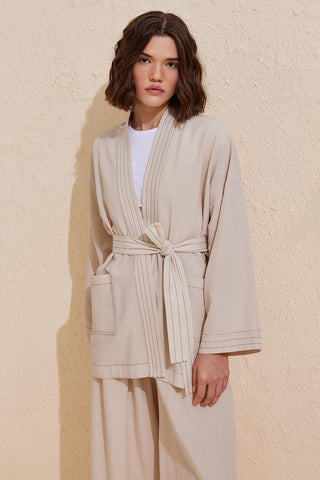 Rayne Kimono Pants Set Stone