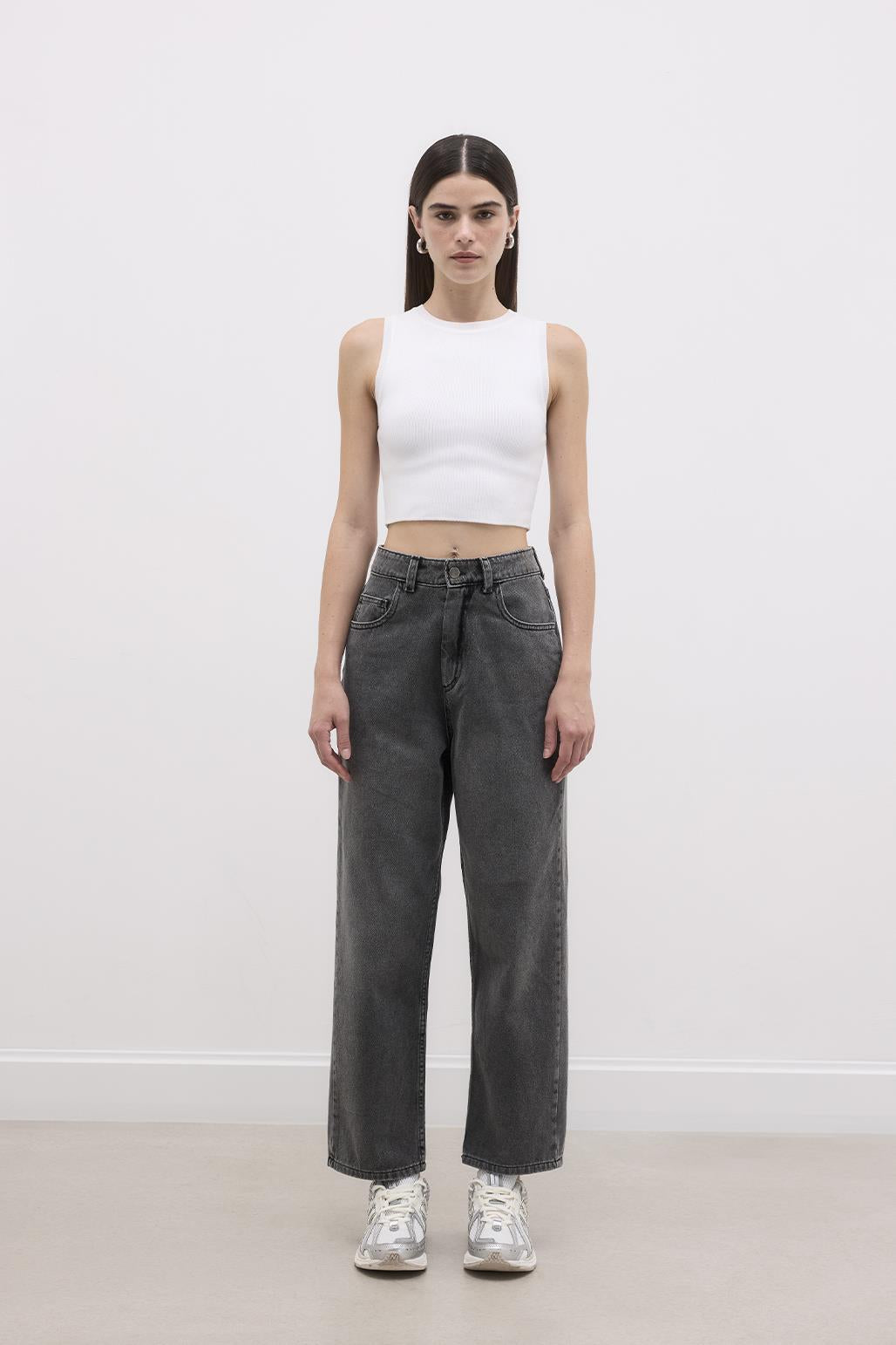 Relaxed Fit Jean Trousers Dark Gray