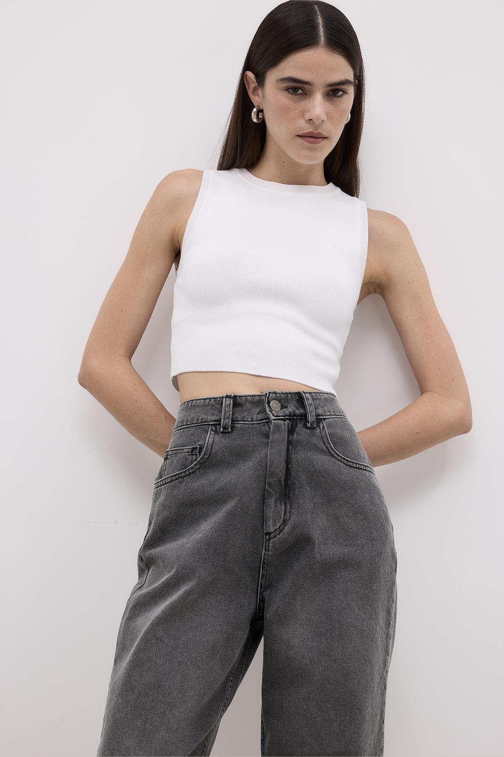 Relaxed Fit Jean Trousers Dark Gray