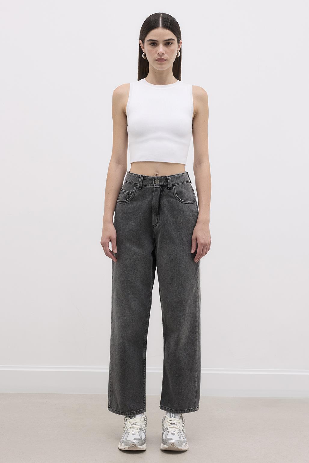 Relaxed Fit Jean Trousers Dark Gray