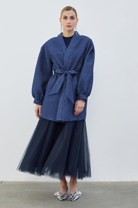 Rema Taffeta Kimono Navy Blue