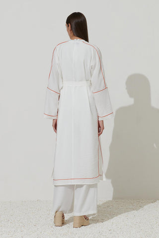 Piping Detailed Kimono Ecru
