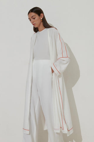 Piping Detailed Kimono Ecru