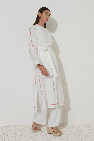 Piping Detailed Kimono Ecru