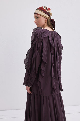Rosa Frilled Voile Shirt Plum
