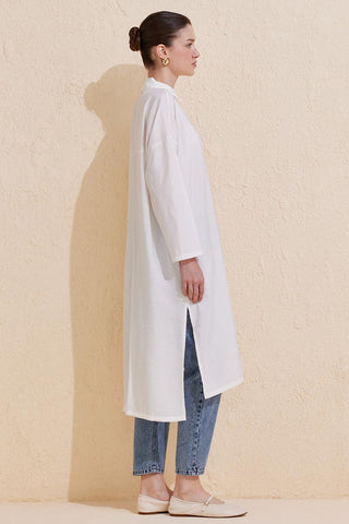 Rosa Long Slit Shirt Ecru