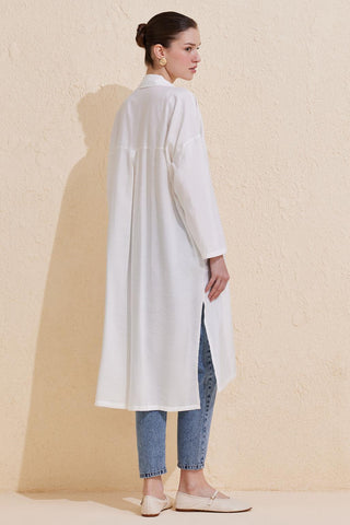 Rosa Long Slit Shirt Ecru