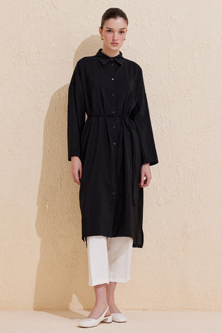 Rosa Long Slit Shirt Black