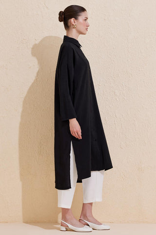 Rosa Long Slit Shirt Black