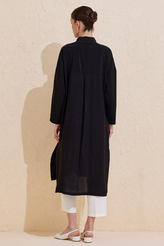 Rosa Long Slit Shirt Black