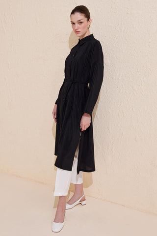 Rosa Long Slit Shirt Black