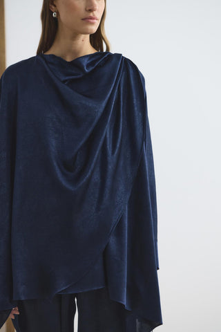 Shawl Collar Detailed Trousers Set Navy