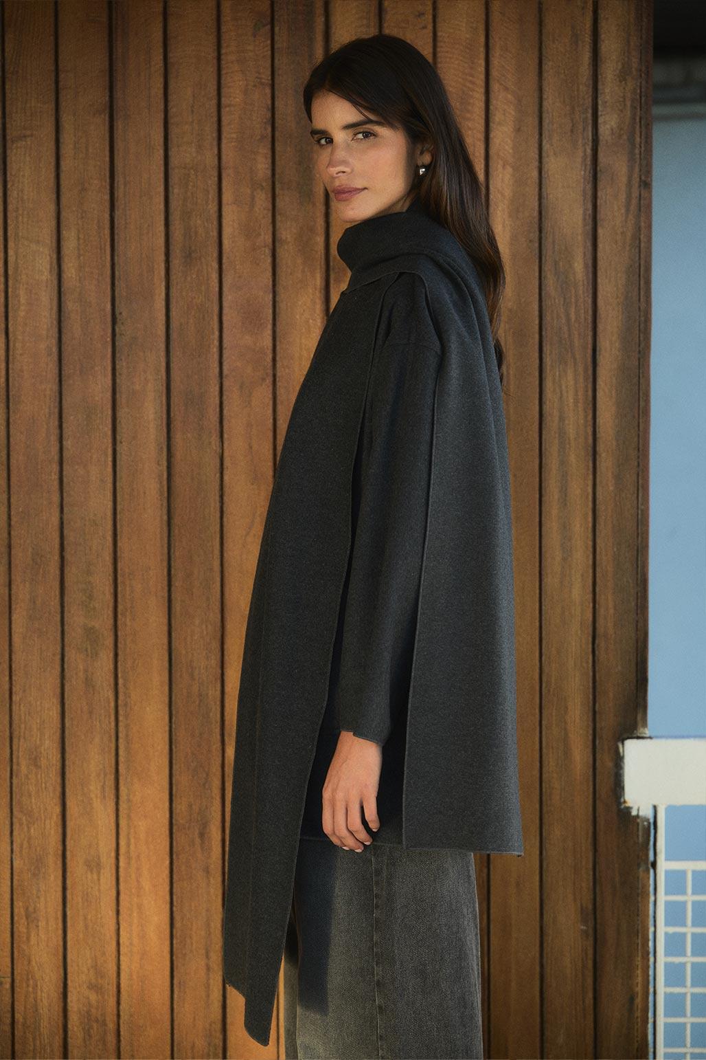 Shawl Collar Midi Jacket Anthracite