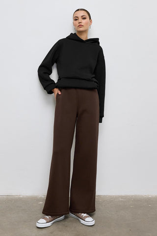 Fleece Straight-Cut Tracksuit Brown