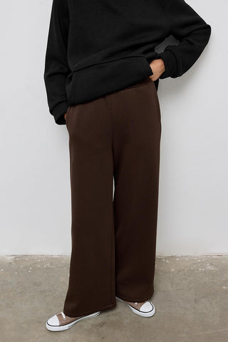 Fleece Straight-Cut Tracksuit Brown
