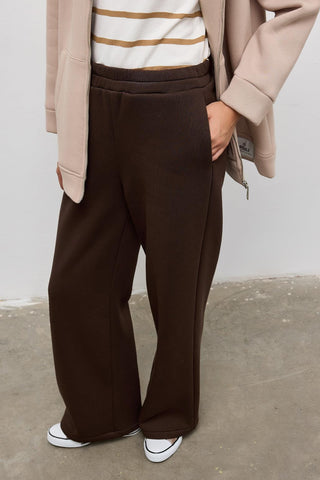 Fleece Straight-Cut Tracksuit Brown