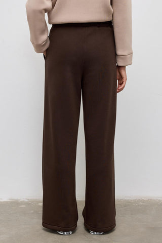 Fleece Straight-Cut Tracksuit Brown