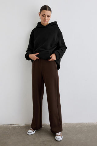 Fleece Straight-Cut Tracksuit Brown