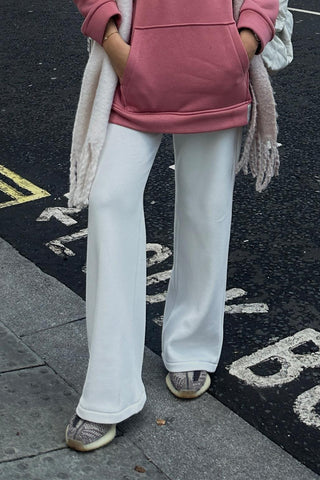 Fleece Straight-Cut Tracksuit Ecru