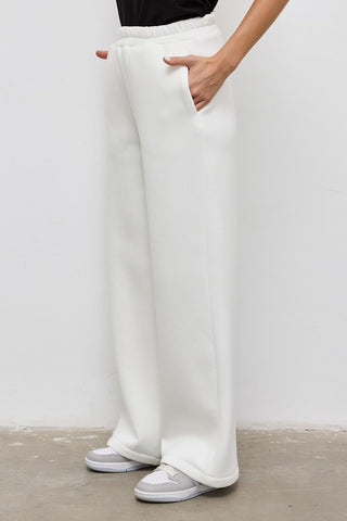 Fleece Straight-Cut Tracksuit Ecru