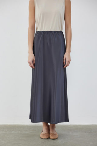 Satin Pencil Skirt Smoked