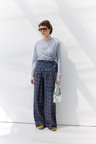 Scarf Detail Patterned Trousers Brown