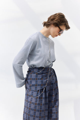 Scarf Detail Patterned Trousers Brown