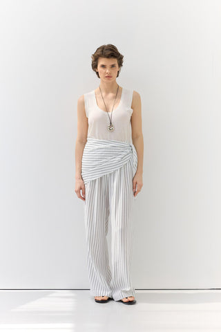 Scarf Detail Patterned Trousers White