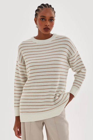Striped Lurex Knit Sweater Mink