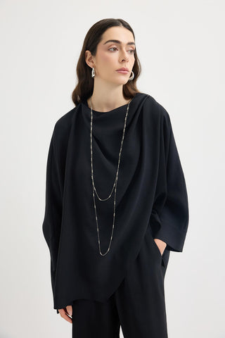 Shawl Collar Modal Tunic & Trousers Set Black
