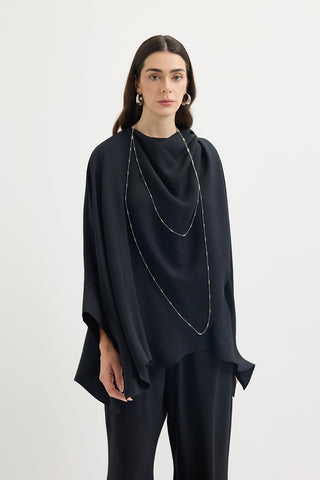 Shawl Collar Modal Tunic & Trousers Set Black