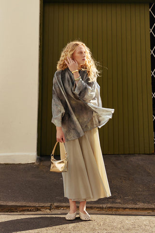 Shawl Collar Patterned Tunic Sage Green