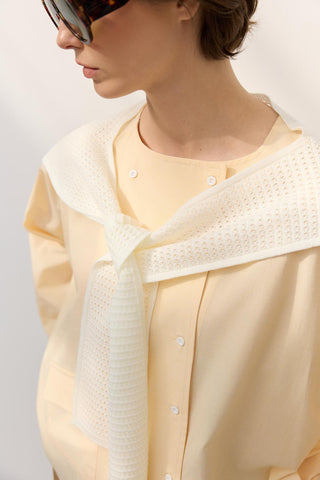 Sheer Knit Shoulder Accessory Ecru