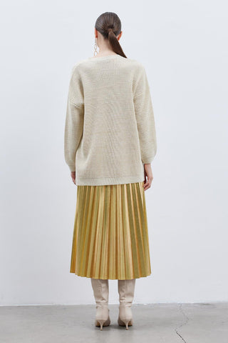 Shine Lurex Knit Sweater Cream