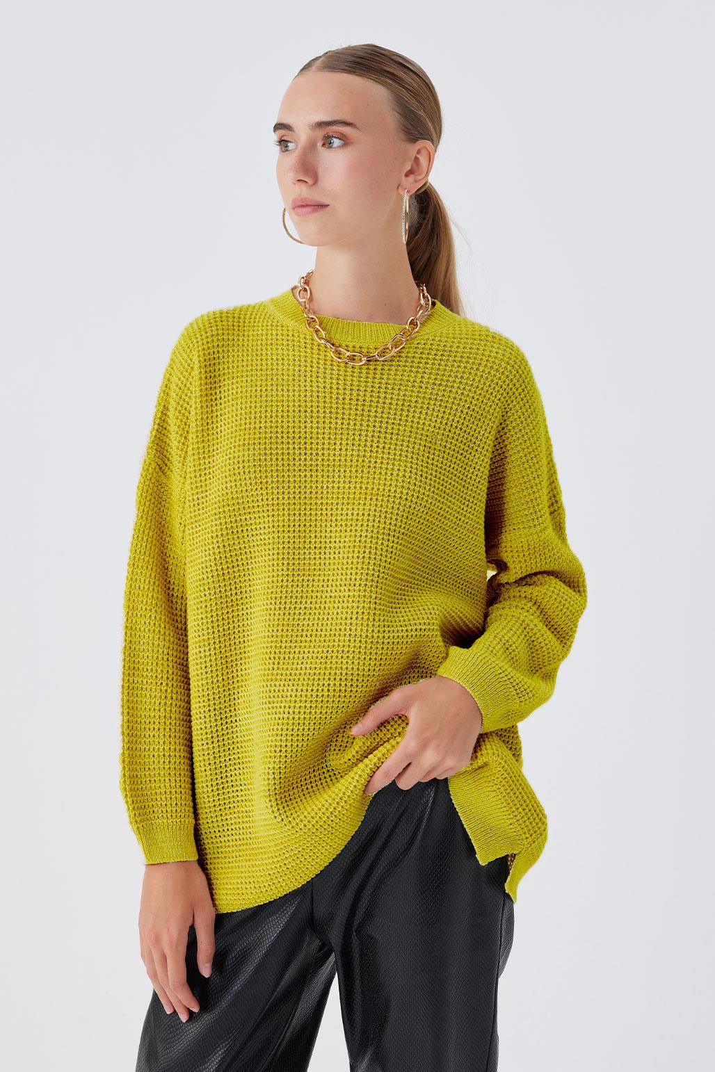 Shine Lurex Knit Sweater Olive