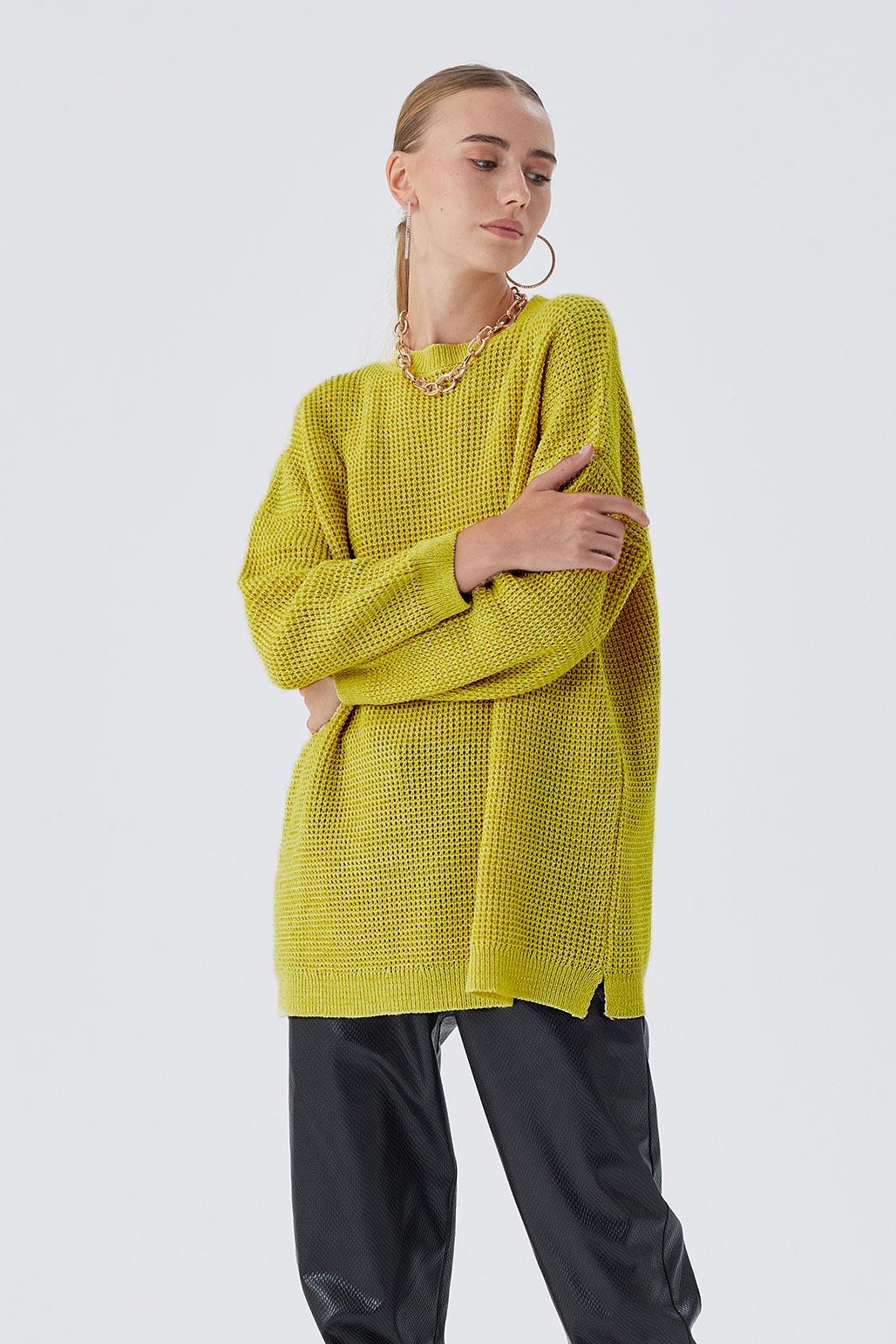 Shine Lurex Knit Sweater Olive