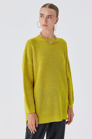 Shine Lurex Knit Sweater Olive