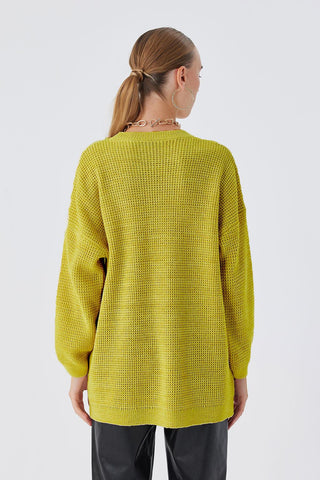 Shine Lurex Knit Sweater Olive