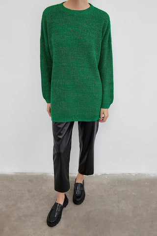 Shine Lurex Knit Sweater Green