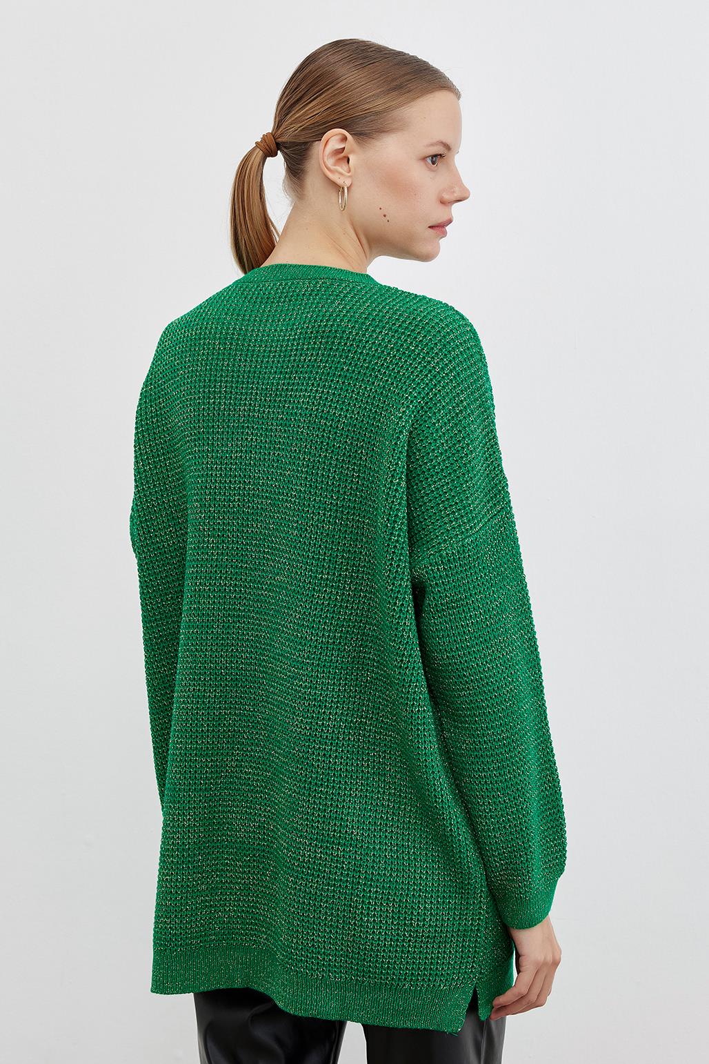 Shine Lurex Knit Sweater Green